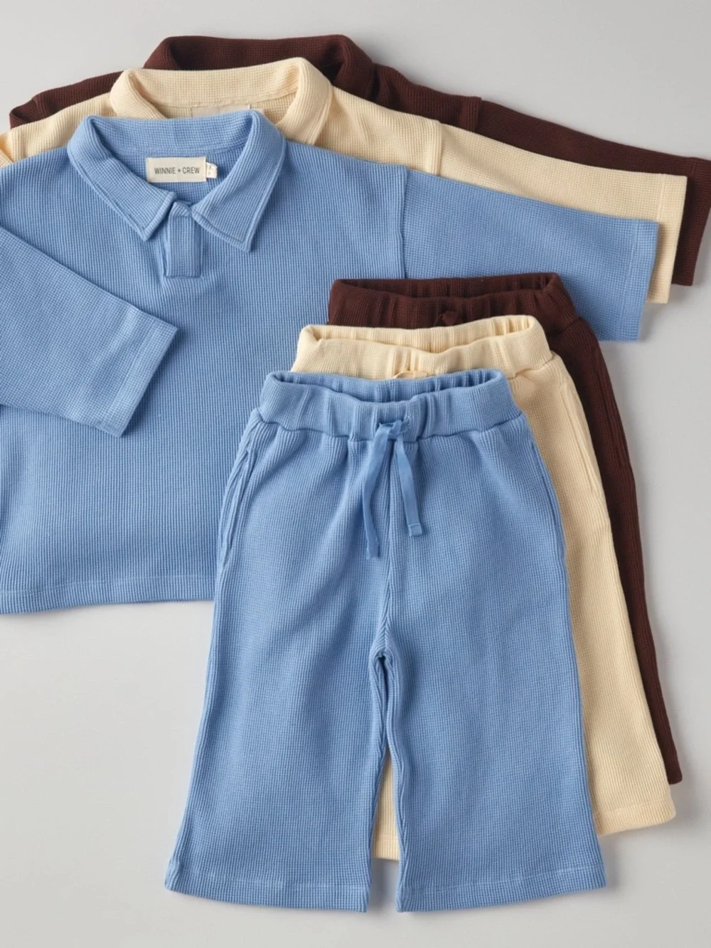 NWOT Winnie + Crew Emerson Waffle Set in Blue - 4T